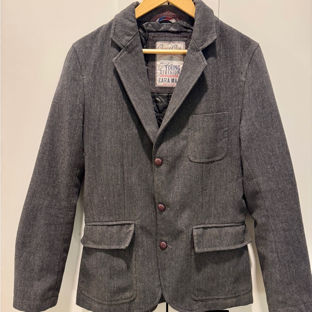 Vintage Zara Man Young Division Wool Blazer – Leather Patches
